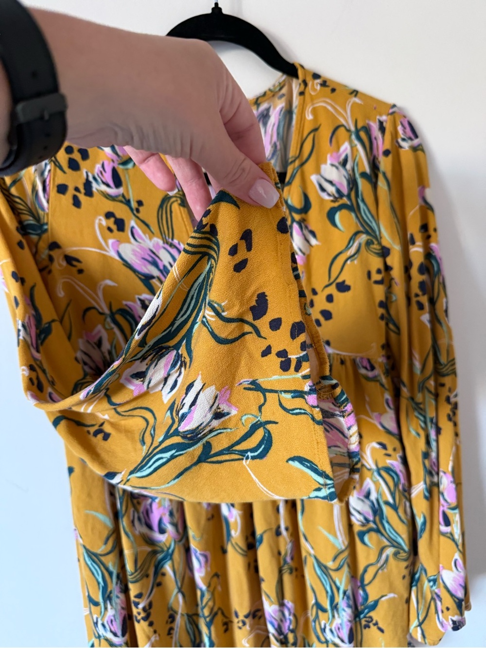 58. | Free People | Bella Golden Yellow Floral Print Tunic | M - Picture 4 of 6